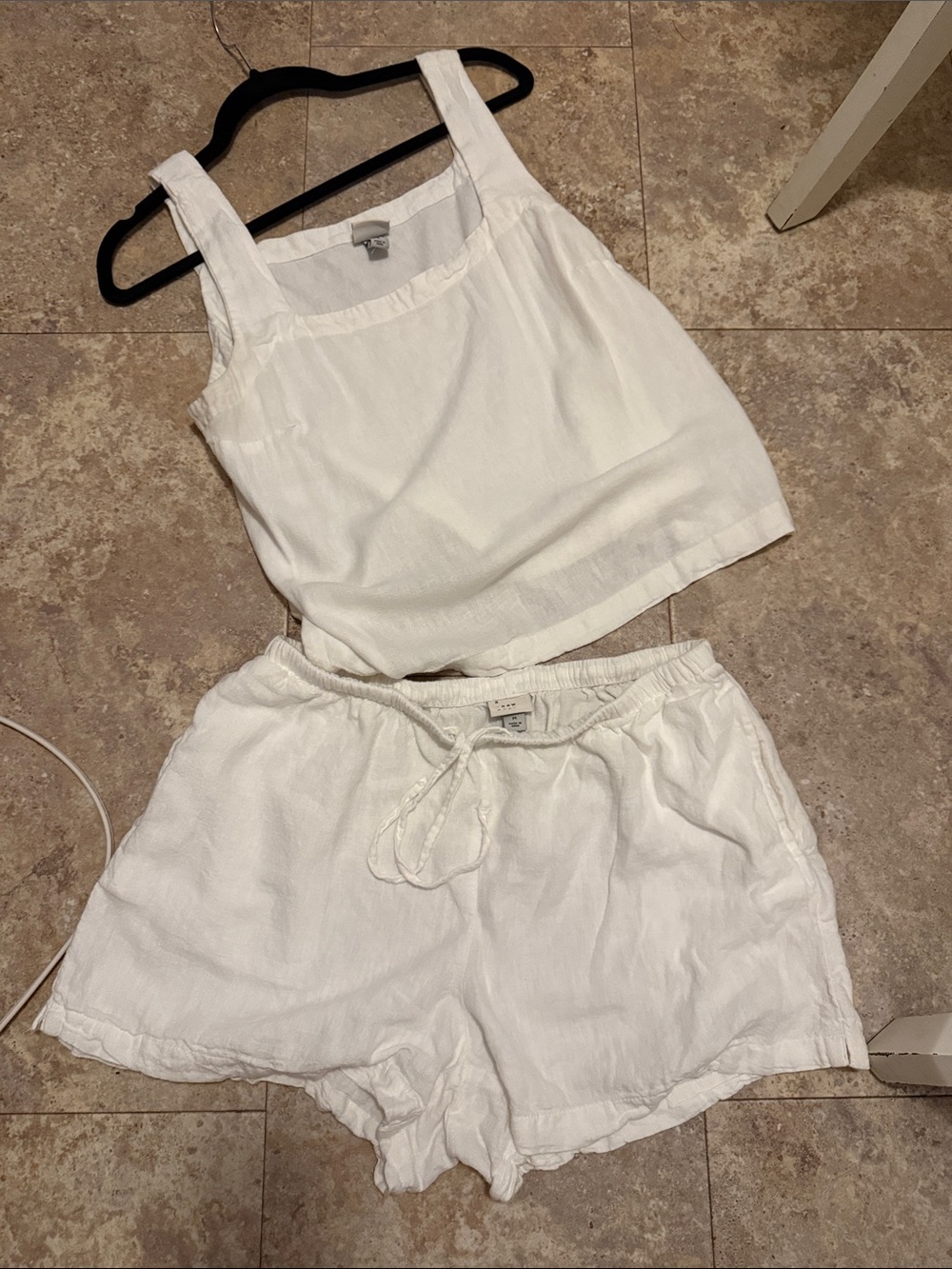 a new day White Linen-Blend Tank & Drawstring Shorts Sleep Set